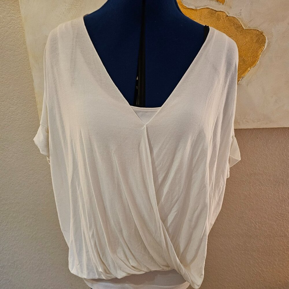 White faux wrap top